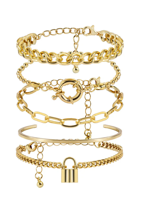 LAYERED GOLD BRACELET SET