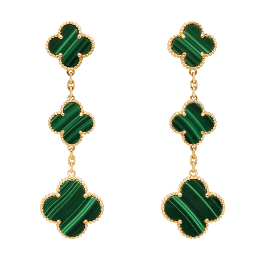 Three Clover Earrings - Green