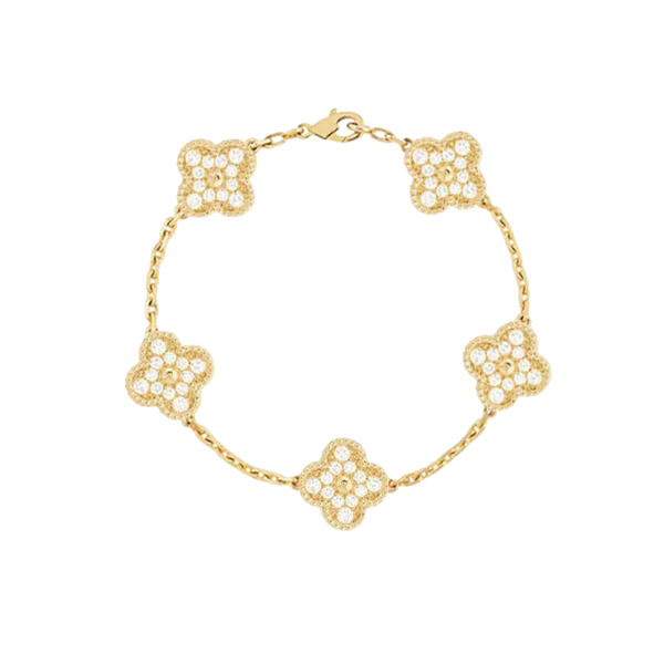 DELUXE FOUR-LEAF CLOVER BRACELET | GOLD ZIRCONIA