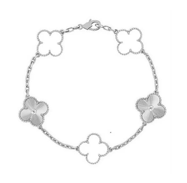 DELUXE FOUR-LEAF CLOVER BRACELET| SILVER